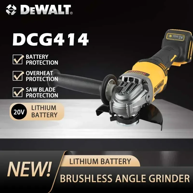 For DEWALT DCG414 20V Brushless Cordless Angle Grinder 125MM Wheel Metal Wood Pipe Cutting Polishing Grinding Workshop Handtools