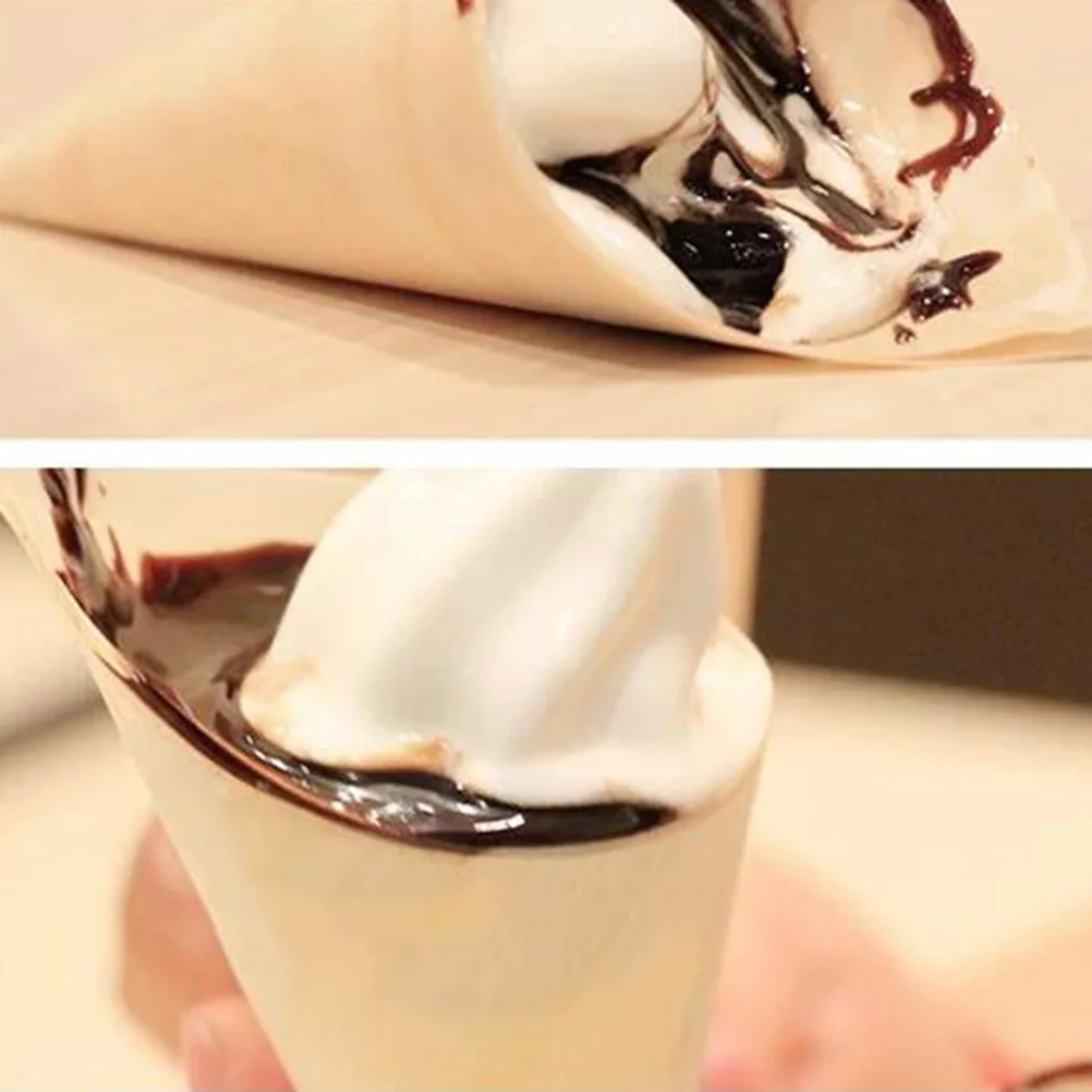 

50pcs Ice Cream Cups Wooden Cone Cups Disposable Food Cones Party Supplies Snack Holders for Weddings Catering Popcorn
