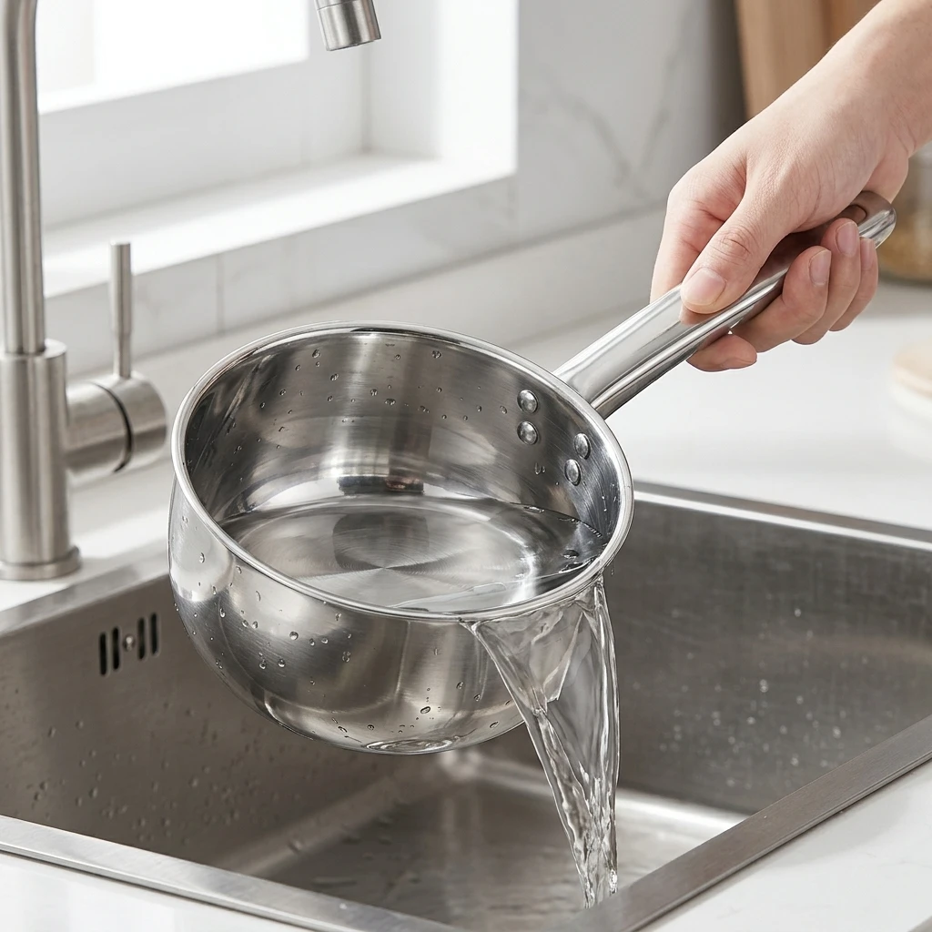 Food Grade Thickened Stainless Steel Ladle With Short Handle And Flat Bottom For Kitchen Cooking