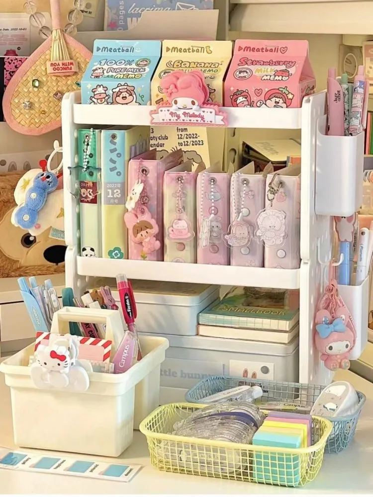 قطعة واحدة من منظم سطح المكتب متعدد الوظائف من 3 طبقات، رف سطح المكتب، لوحة الثقب، منظم مكتب حامل القلم، منظم مكتب المكتب