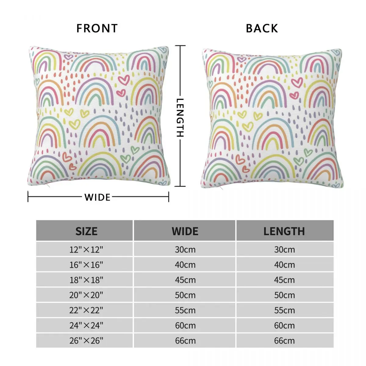 Rainbow Doodles Pillowcase Polyester Linen Velvet Creative Zip Decor Throw Pillow Case Sofa Cushion Cover