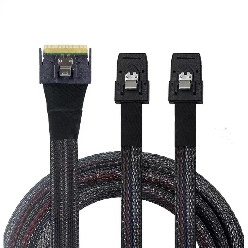 Langlebiges SlimSAS SFF-8654 8I 74P auf 2 Ports SAS SFF-8087 Server-Verbindungskabel