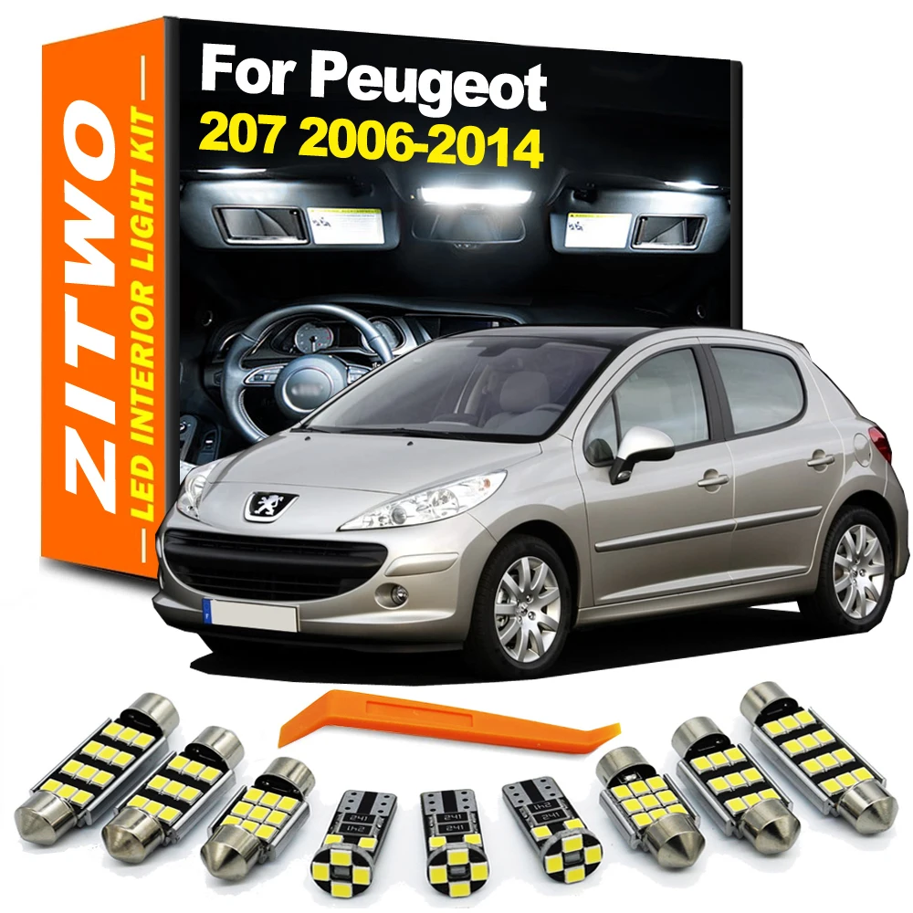 ZITWO 14Pcs LED Interior Reading Light Trunk Plate Bulb Kit For Peugeot 207 SW Hatchback Saloon 2006 2007 2008 - 2012 2013 2014