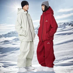2026 Adult Skiing Suites New Couple Loose Warm Ski Clothes Winter Windproof Snow Tracksuit Pro Waterproof Snowboard Hoodie Pants
