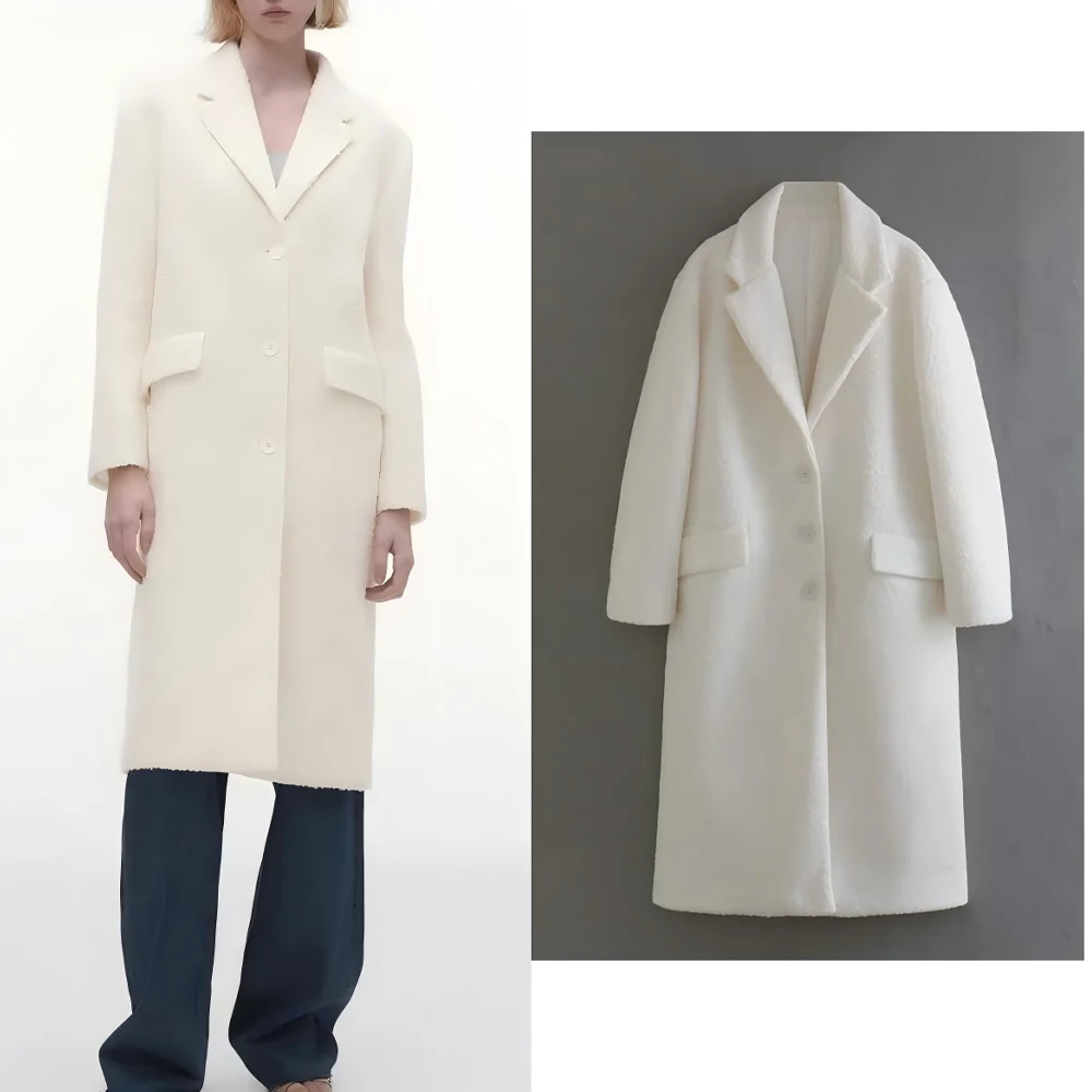 

Women's 2025 fashion flip cover decoration loose long style soft texture Suede coat long sleeved Button-up women's coat chic top