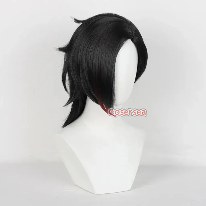 Cosersea Arcane Vi pelucas de Cosplay LOL Temporada 2 Arcane Vi 45cm de largo liso negro mezclado rojo Cos peluca pelo sintético resistente al calor