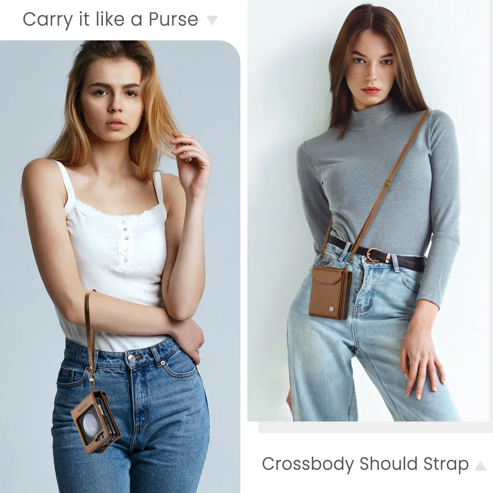 Cards Solt Wallet Crossbody Lanyard Leather Case For Samsung Galaxy Z Flip 6 5 Flip5 Flip6 Purse Pocket Shoulder Strap Bag Cover