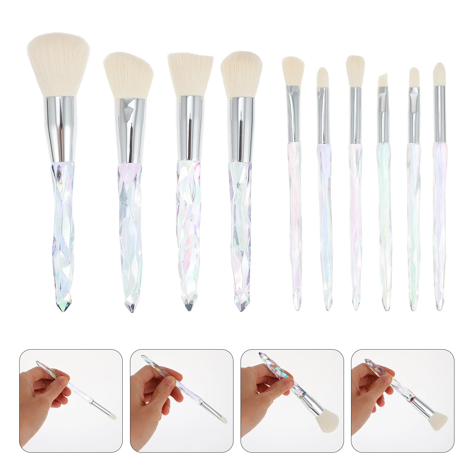 مجموعة مكياج مكونة من 10 قطع، فرشاة بودرة كريم الأساس ومقبض بلاستيكي متين، مجموعة هدايا نسائية بلون حالمة #4