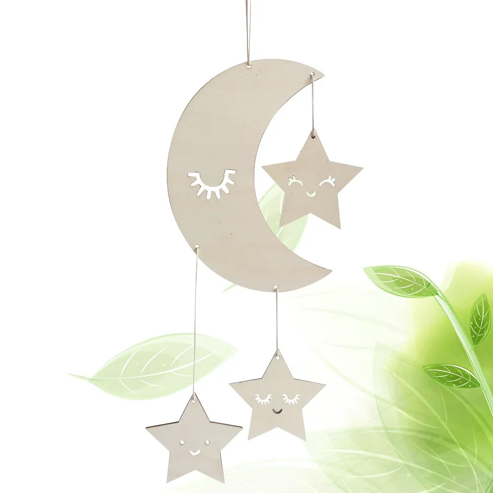 Stars and Moon Hanging Ornament for Room Decor - Eyelash Style Nursery Room Decoration Home Interior Design Element