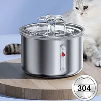 2L Cat Water Dispenser Safe 304 Stainless Steel Silent Filtered Cats Fountain Dog Automatic Drinker USB Powered Pet Supplies