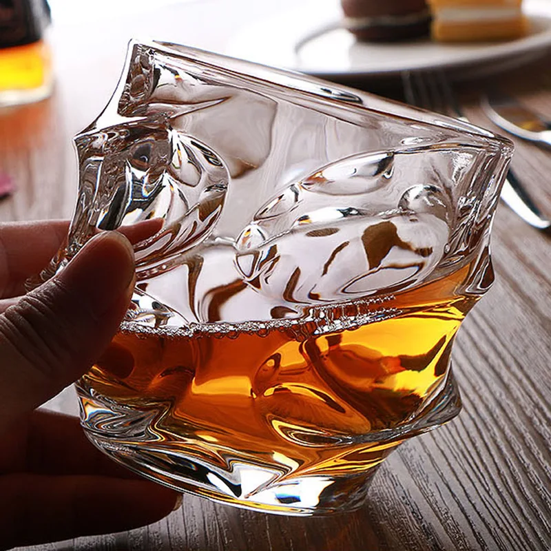 Verre à vin ondulé de 330mL, épais, pour jus, cristal, sans plomb, pour whisky, Cocktail, créativité, cadeau de Bar de luxe abordable