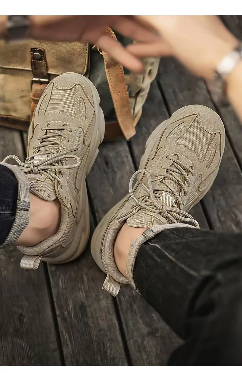 2026 Summer Men's unky Dad Sneakers Breathable Mesh Casual Shoes Thick Sole Streetwear Footwear