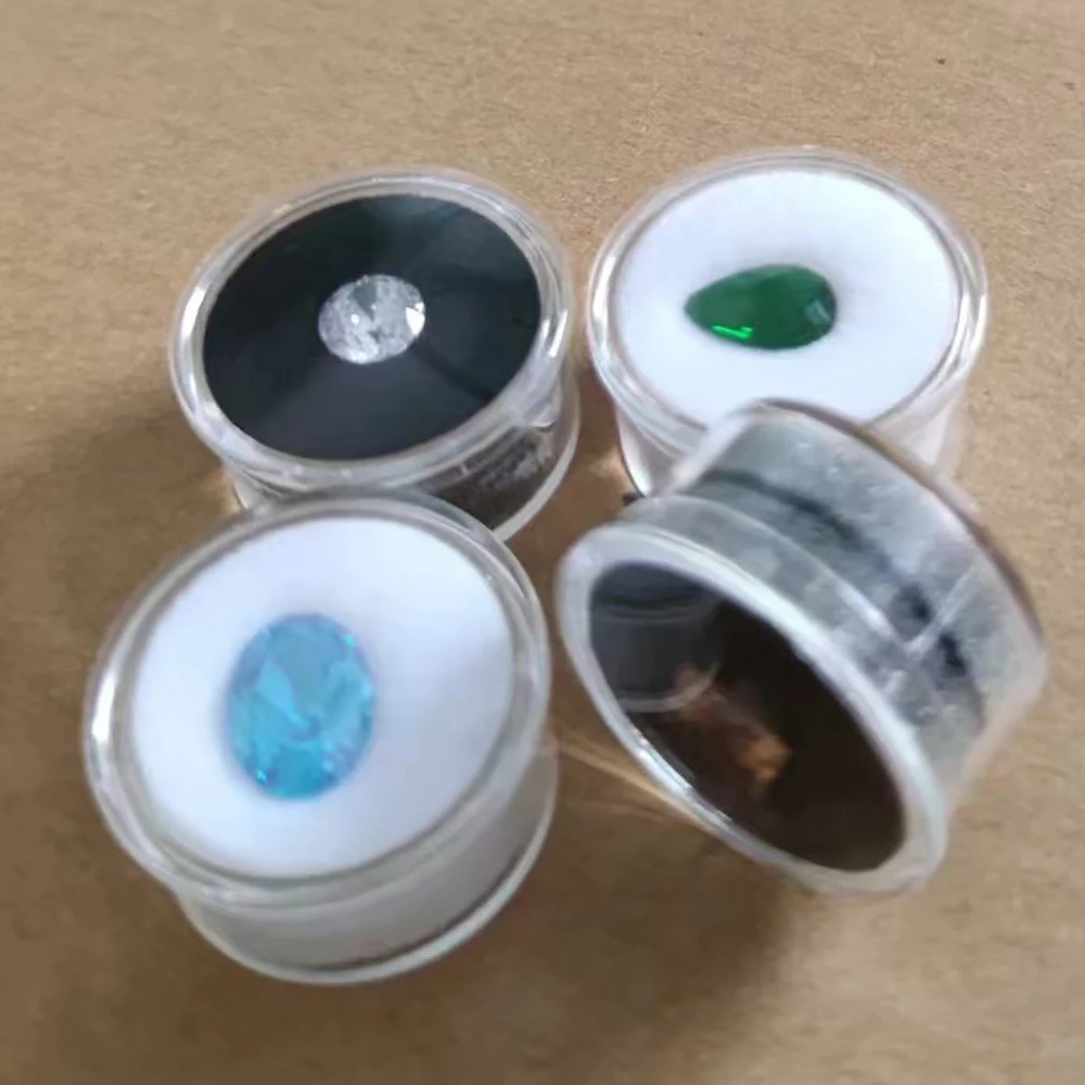 200Pcs Transparent Diamond Storage Box Round Gem Stone Display Case Loose Diamond Beads Piercing Jewelry Showcase Nail Art Boxes