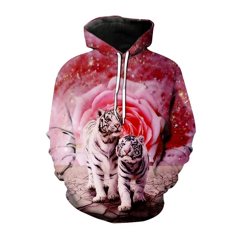 2023 Autumn New Men\'s Animal Tiger Sweatshirts 3D Printed animal Hoodies Sports hoodie loose long sleeve pockets Fashion Hoodie