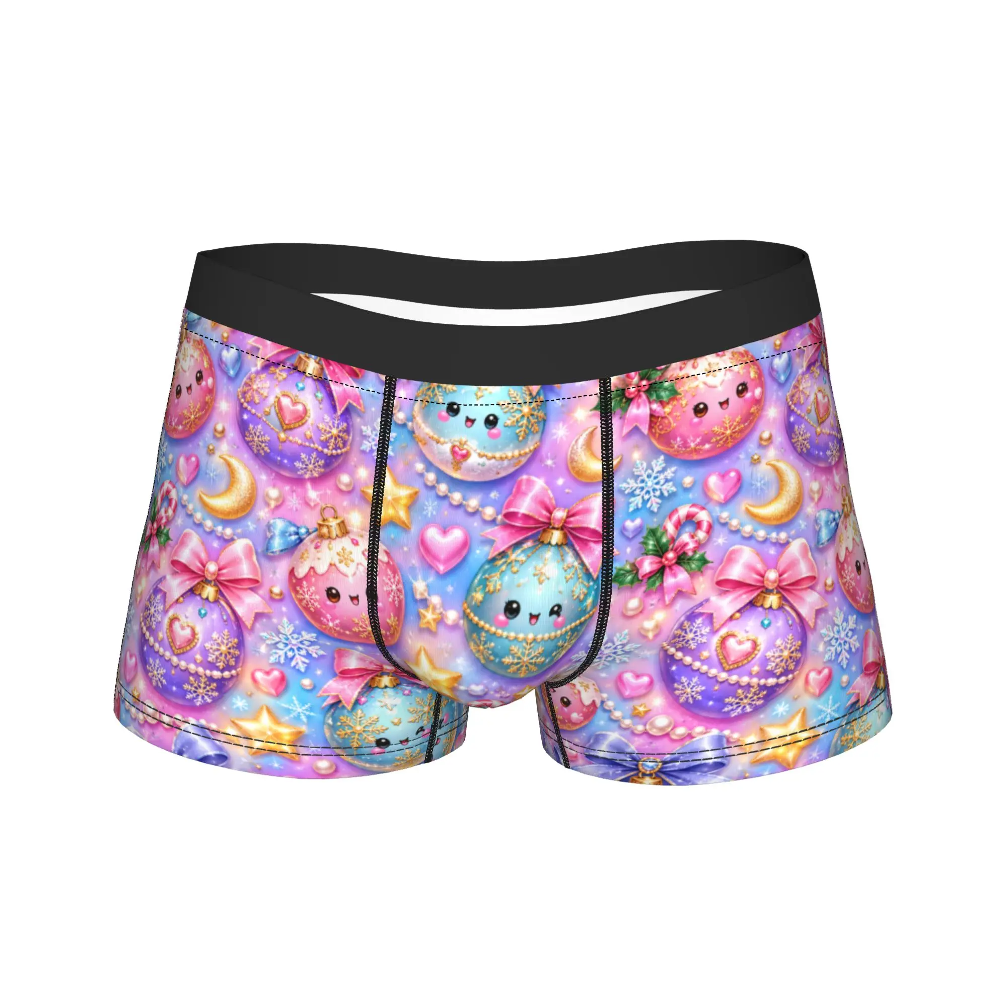 Sweet Christmas Cupcake Boxer Brief  Underwear Trenky Men Breathable Trunk Print Oversize Underpants