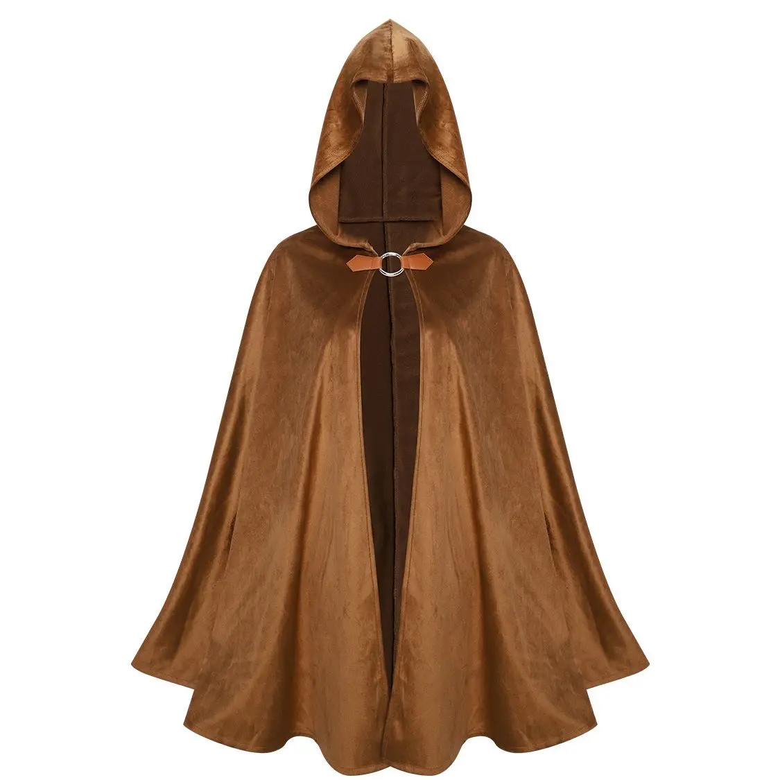 

Halloween Suede Cloak Cape with Hood Cosplay Party Costume Devil Vampire Witch Cape Unisex Adult Medieval Hooded Robe Cloak Cape