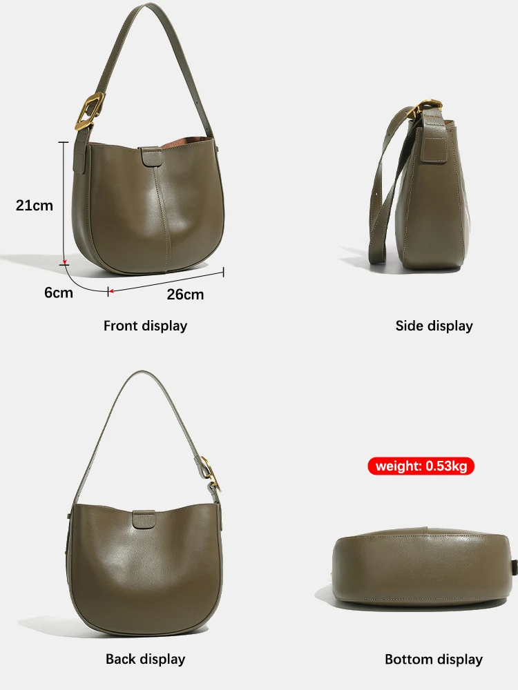 Zency Genuine Leather Women Handbag Shoulder Crossbody High Quality Cowhide Ladies Bags Shoulder Messenger Bags Hobo Bag