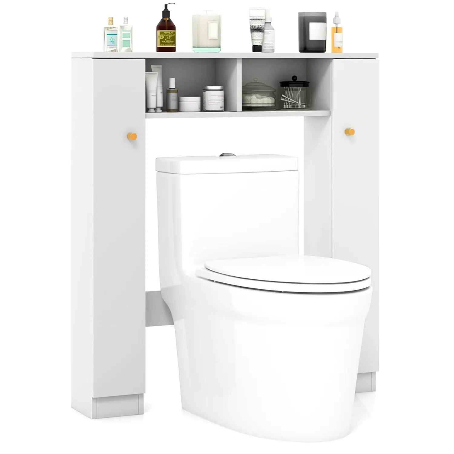 

Short Over The Toilet Storage Cabinet, Bathroom Organizer w/Single Door Cabinet & Adjustable Shelves, Freestanding, Customized