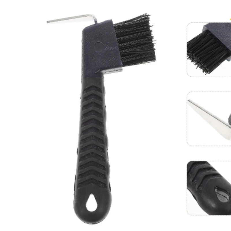 Anti-Slip Grip Hoof Pick Rubber With Brush Nylon Horse Hoof Care Grooming Horseshoe Brush Professional Cleaning Tools