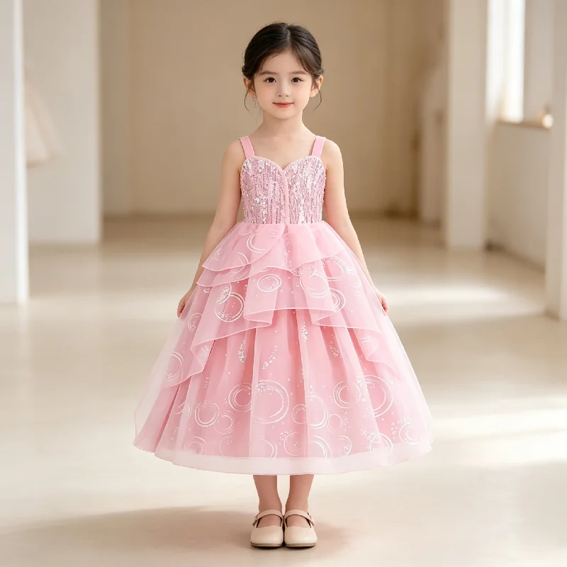 Girls Princess Dress Kids Sequin Mesh Strapless DressesTeen  Halloween Fancy Cosplay Costume Children Birthday Prom Outfits 3-12