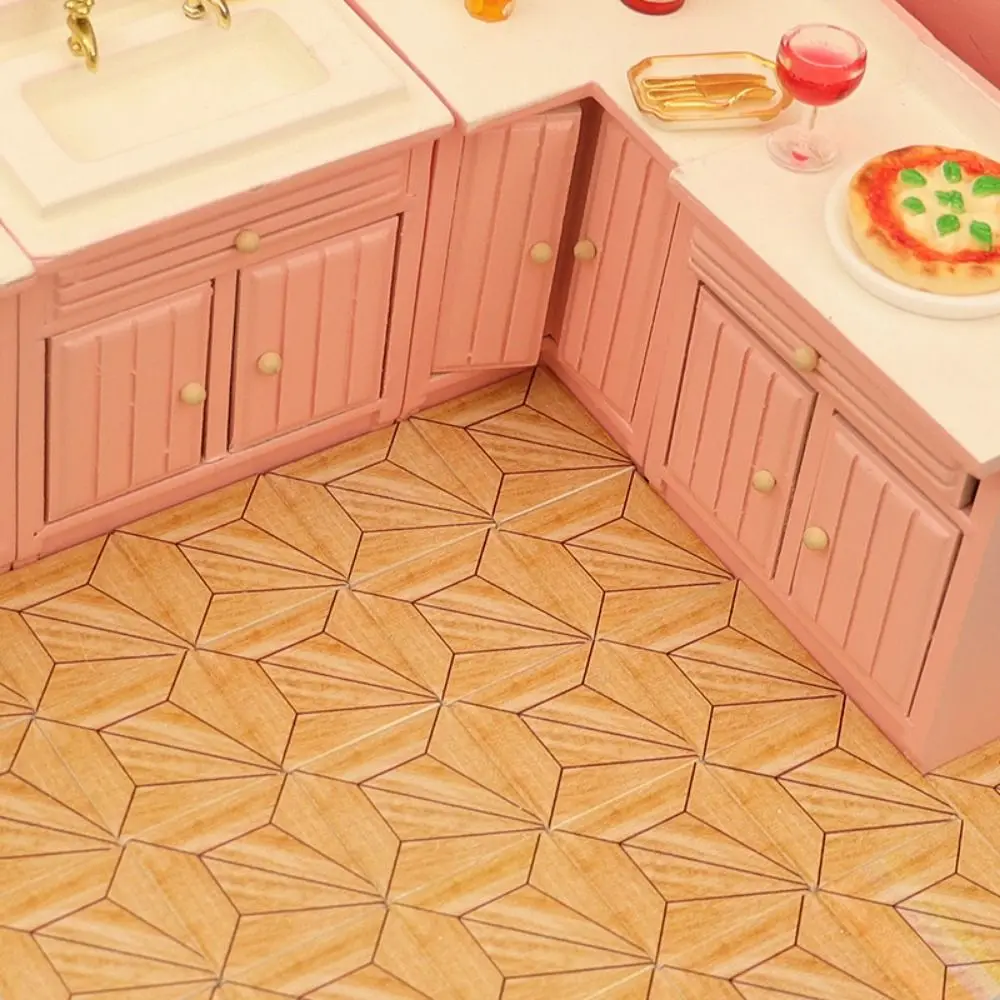 10 pièces Mini maison de poupée Miniature planches de sol bois 3*3*0.3 cm plancher en bois multicolore maison de poupée carrelage adapté 1:12 maison de poupée