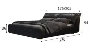 Italian luxury minimalist leather bed size apartment double tatami