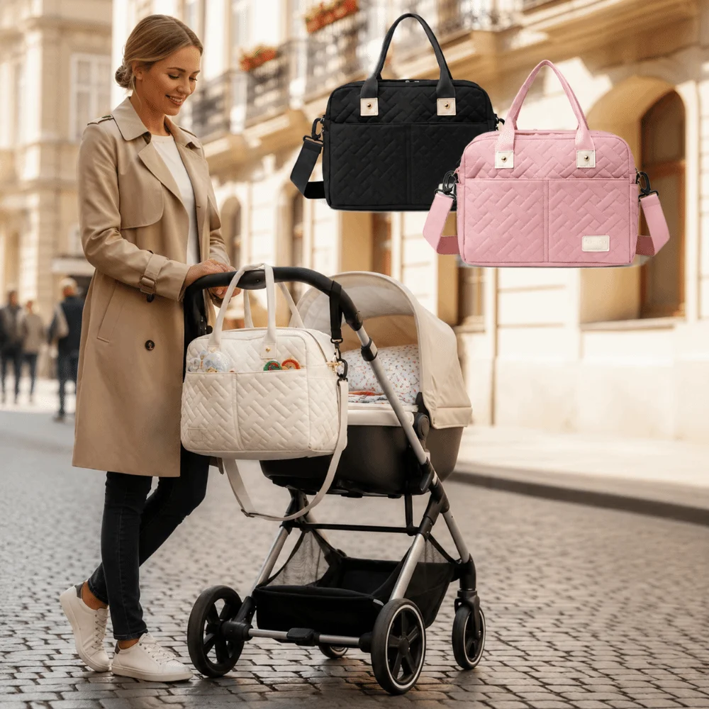 Large Capacity Baby Diaper Bag Hanging Design Phone Bottle Holder Travel Hanging Bag Stroller Accessories Stroller Storage Bag