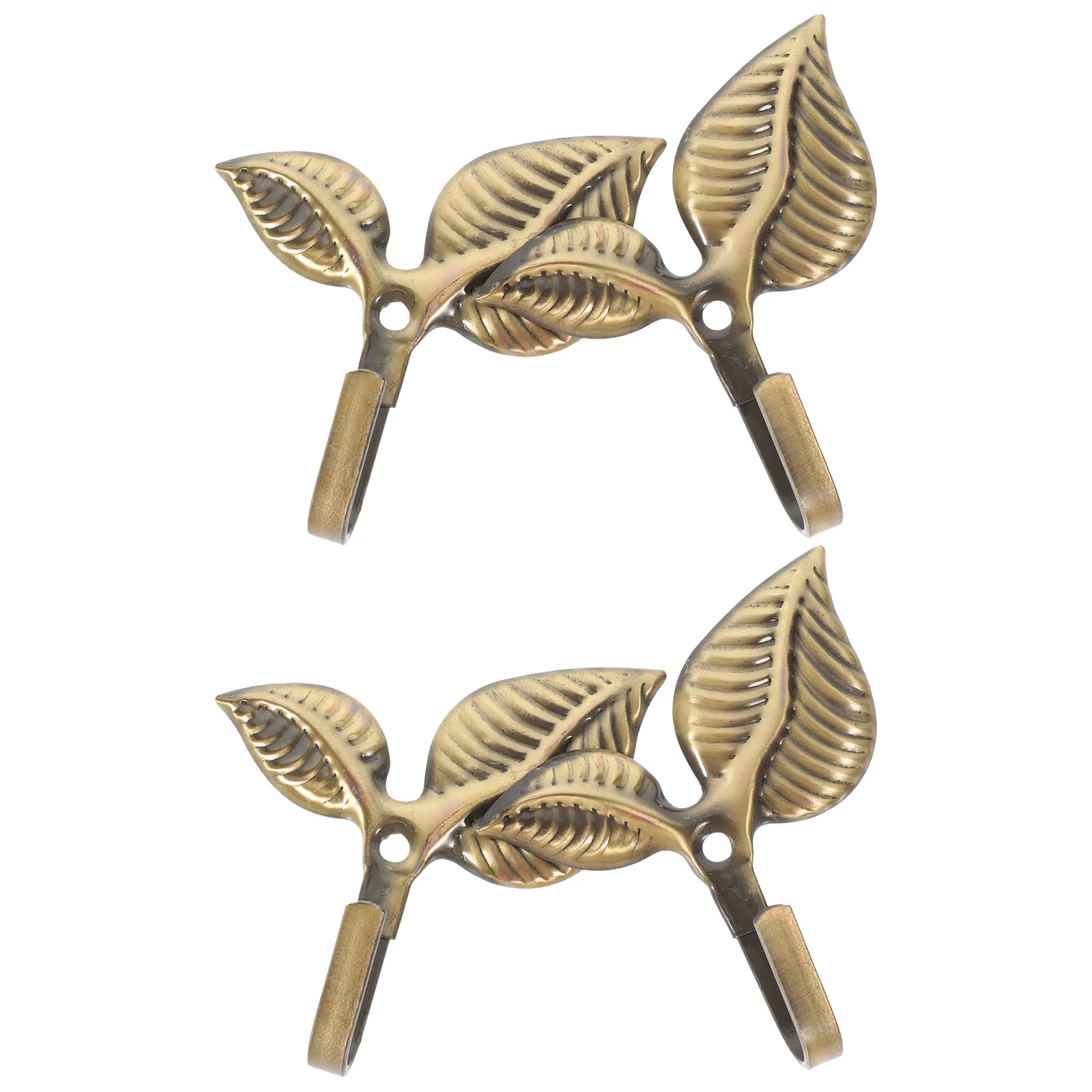 

4 Pcs Wall Hooks Decorative Bathroom Hat Clothes Hanger Gold For Hanging Coats Leaf