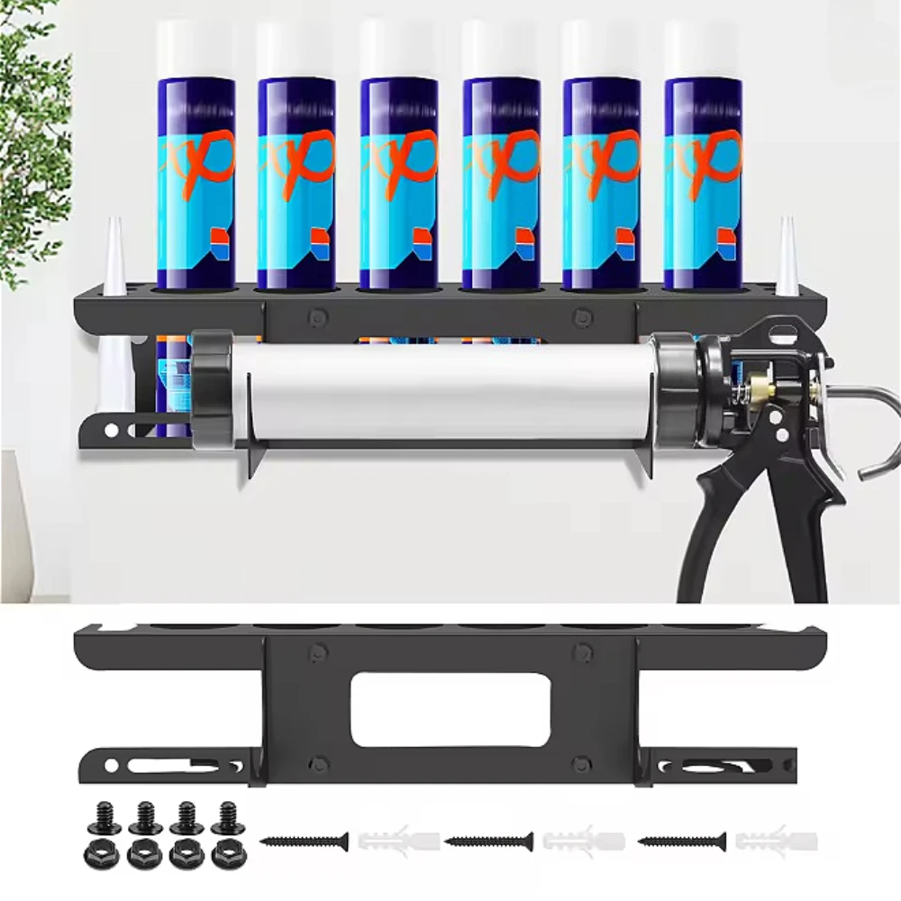 Support de Tube de calfeutrage mural, organisateur d'outils de calfeutrage manuel, support de Tube de graisse en métal avec 6 fentes, organisateur de mastic