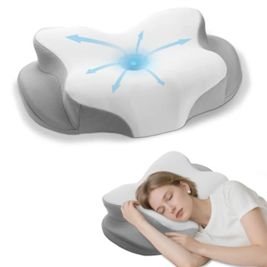 

Cervical Neck Pillow - Cooling Pillow for Neck Pain Relief, Side Sleeper Pillow, Ergonomic Neck Pillow, Contour Orthopedic Memo