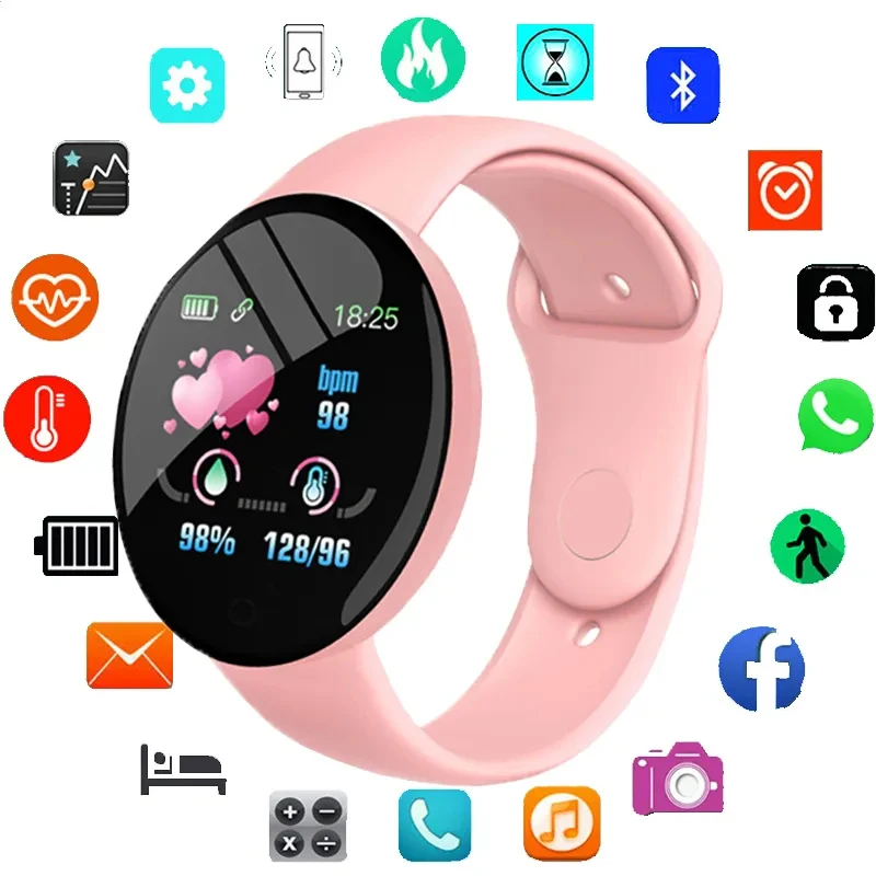 D18 Smart Watch Heart Rate Monitor Men's Women's Smartwatch Round Fitness Digital Watches for Men Women Band Bracelet PK D20 B41