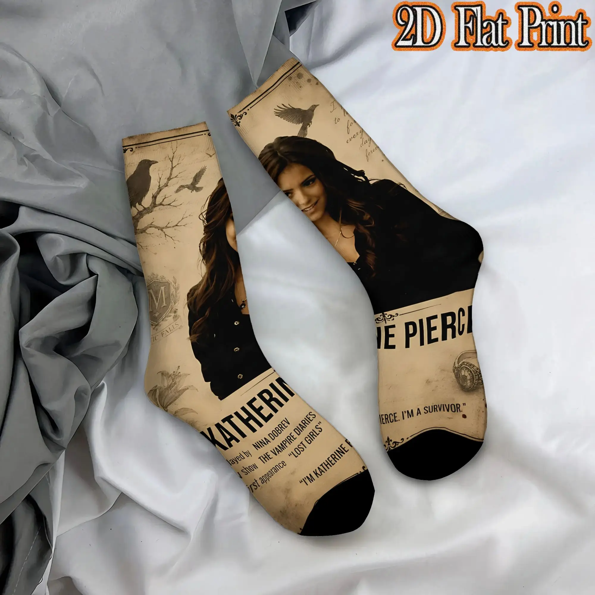 Vampire Diaries Vintage  Hip Hop Novelty Casual Mid Tube Winter Sock Sports Socks