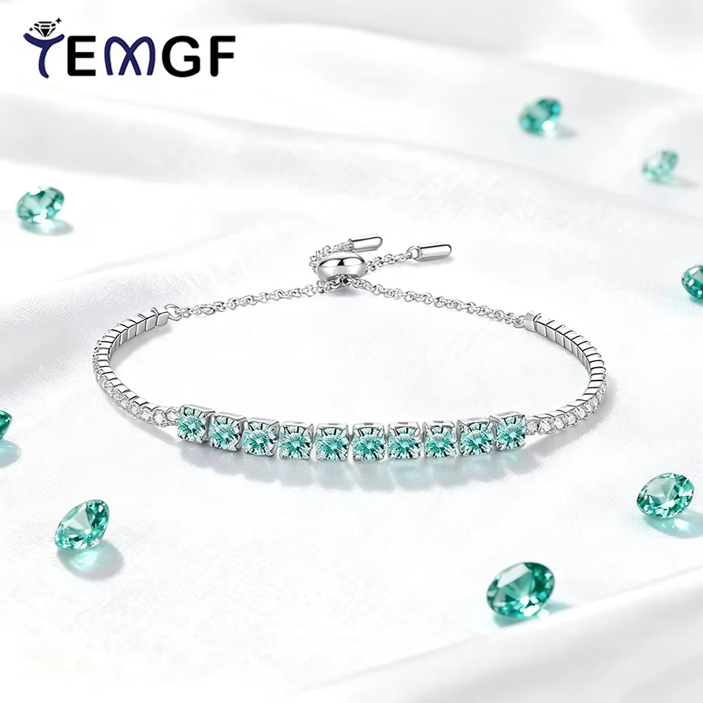 

Браслет из стерлингового серебра TEMGF S925, полная инкрустация муассанитом, легкие роскошные сверкающие ювелирные изделия, сертификация GRA, подарки на день рождения