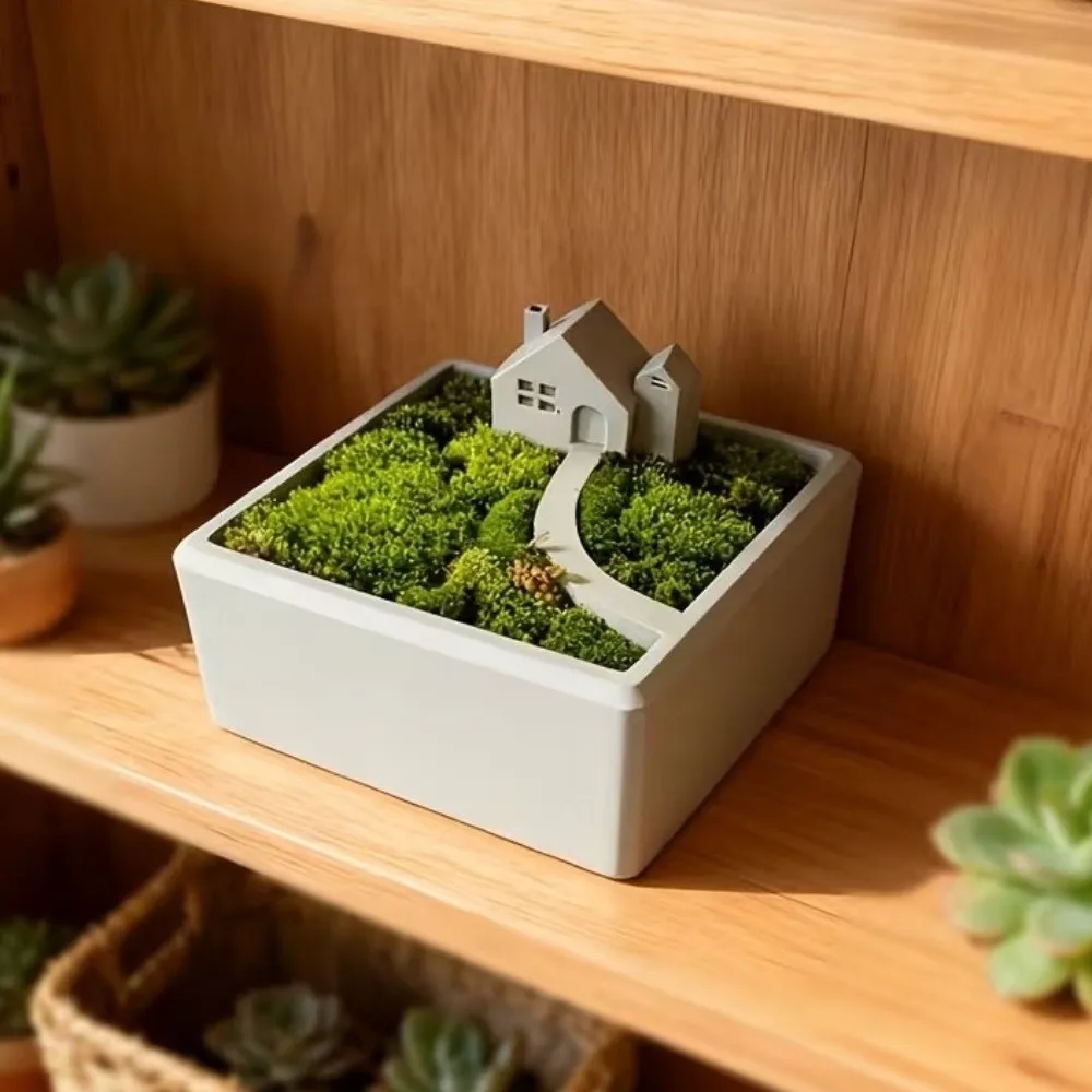

3D Printing House Shape Plants Pot Miniature Scene Plastic Building Model Modern Succulent Plants Pot Mini Landscape