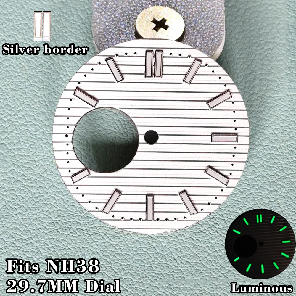 

Custom Logo Dial Fit For NH38 Dial 29.7mm Watch Dials Green Luminous Hollowed Dial Repair replacement Accessories