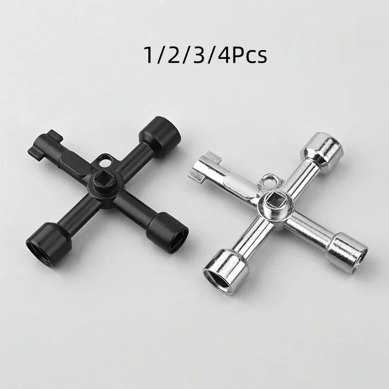 

4-Way Multi-functional Cross Valve Wrench, 1/2/3/4PCS Universal Practical Tool for Electrical, Water, Gas Valve Maintenance