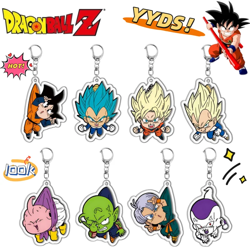 Dragon Ball Son Goku Majin Buu Piccolo Secondary Animation Cartoon Acrylic Keychain Creative Backpack Decorative Pendant Gift