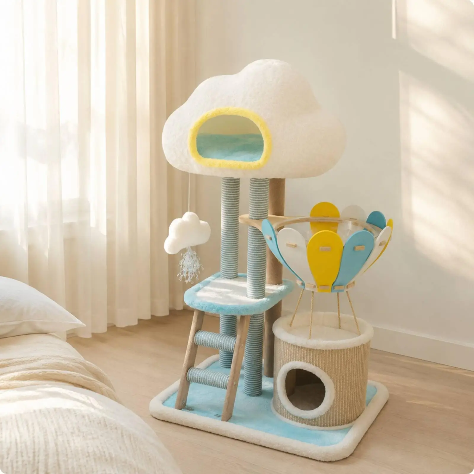 Versatile Cat Tower for Indoor Use with Comfortable Hideout and Resting Platform for Pets