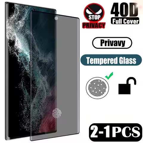 Privacy Tempered Glass For Samsung Galaxy S24 S23 S22 S25 Ultra Anti Spy Screen Protector S21 Plus Note 20 5G Fingerprint Unlock
