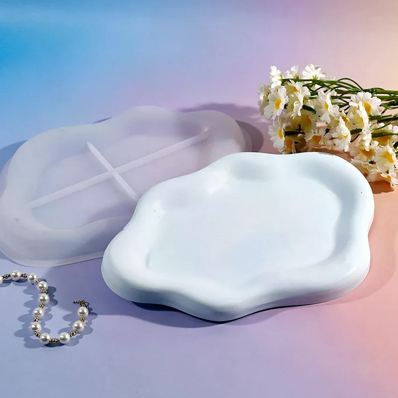 Irregular Cloud Shape Tray Silicone Resin Mold Concrete Plate Silicone Mold DIY Gypsum  Candle Holder Casting Mold