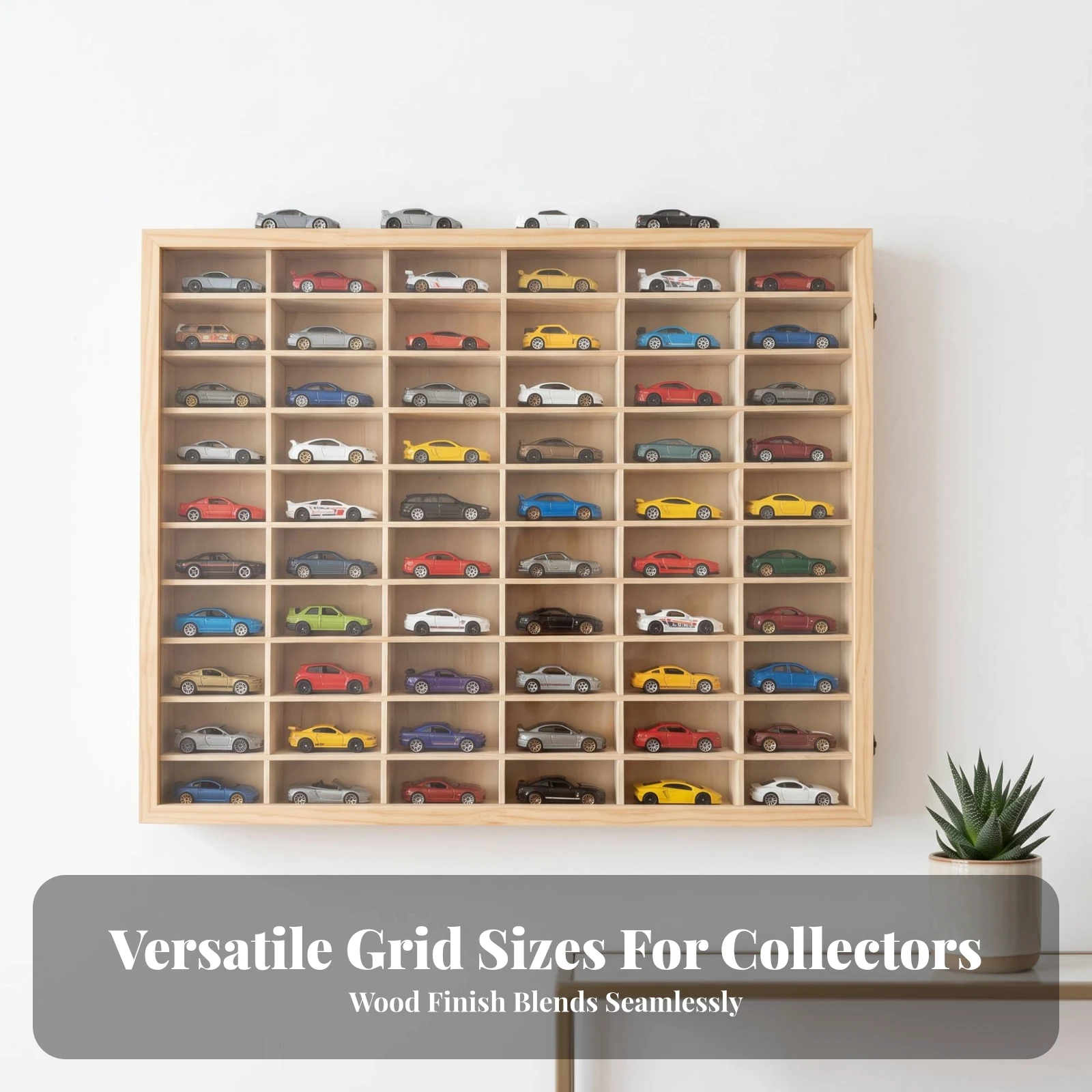 Storage Rack Space-Saving Toy Car Storage Shelf with Compartments Wooden Display Cabinet with Door Multifunctional