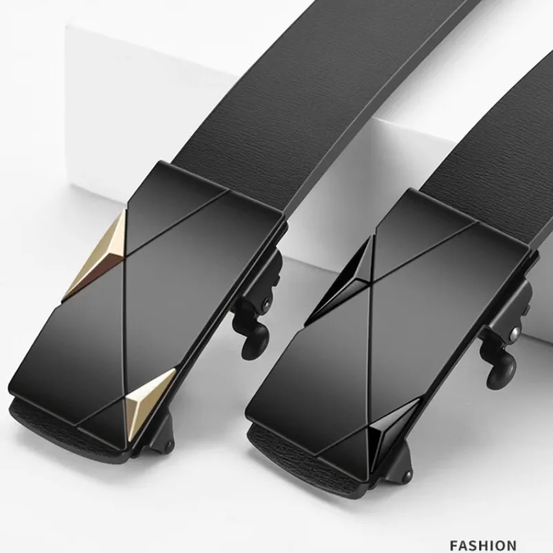 Herren-Gürtel mit automatischer Schnalle ohne Zähne, minimalistisches geometrisches Design, Gürtel für Business- und Freizeitgebrauch, modisch und personalisiert – Detail 9