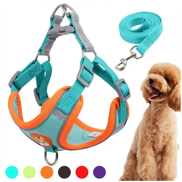 New Pet Harness and Leash Set Training Walking Leads for Small Cats Dogs Harness Collar Adjustable Leashes Set Dog muzzle Flea