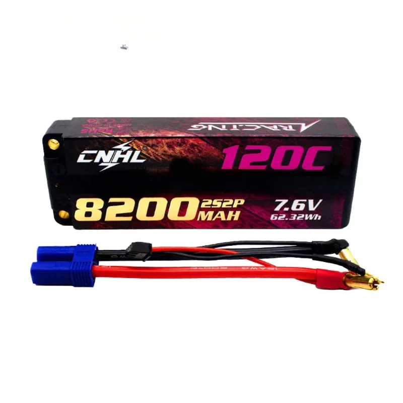 Lipo 2S 7.6V Battery 8200mAh 120C HV Hard Case with EC5 Plug for RC Car Boat Drone Airplane Truck Tank Vehicle Truggy