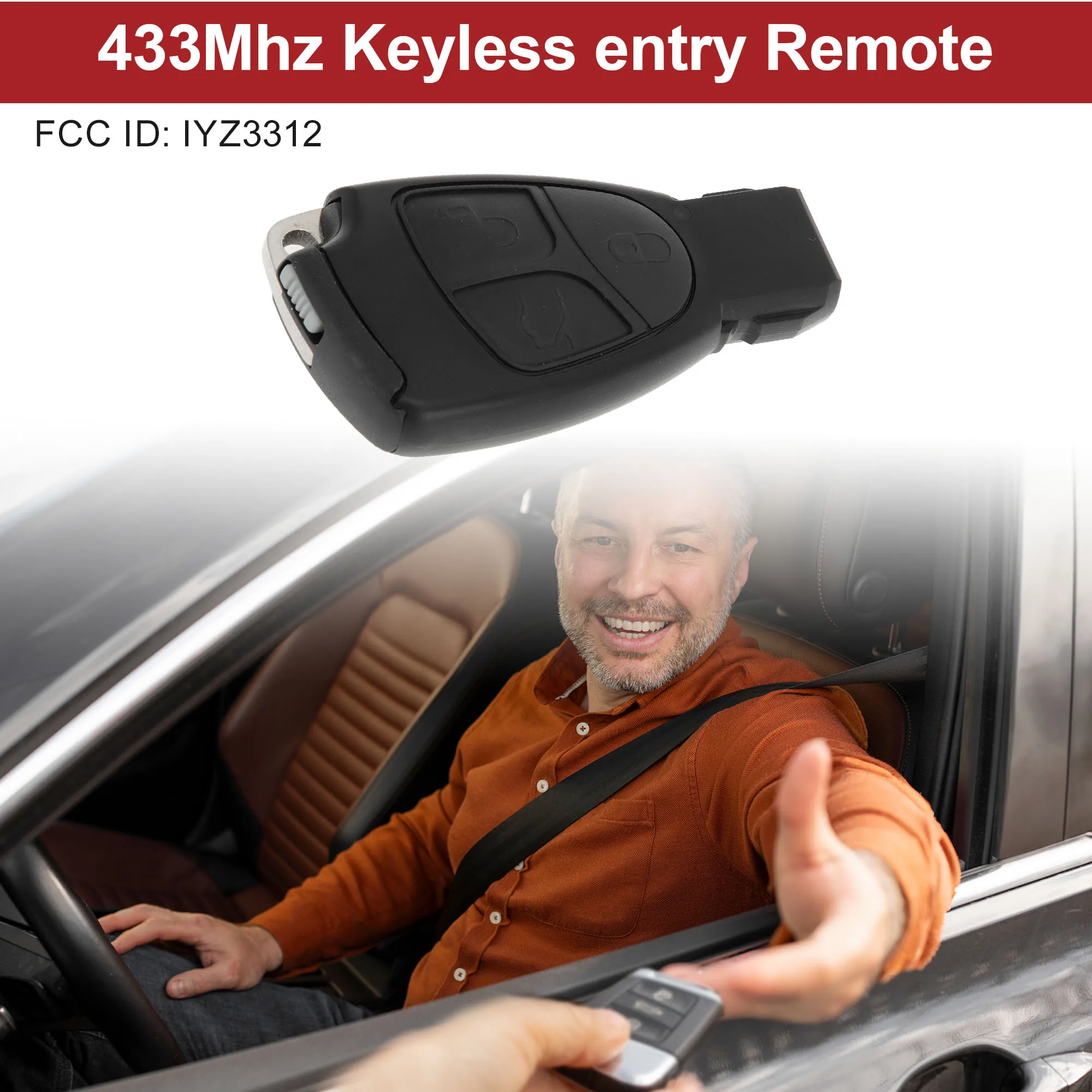 

Uxcell Iyz3312 433Mhz Keyless Entry Remote Key Fob for Mercedes Benz B C 1996-2005