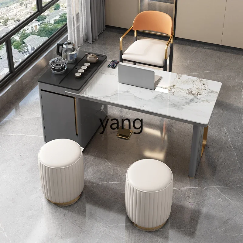 Lmm light luxury rock slab tea table island table kettle integrated household balcony desk rock slab tea table