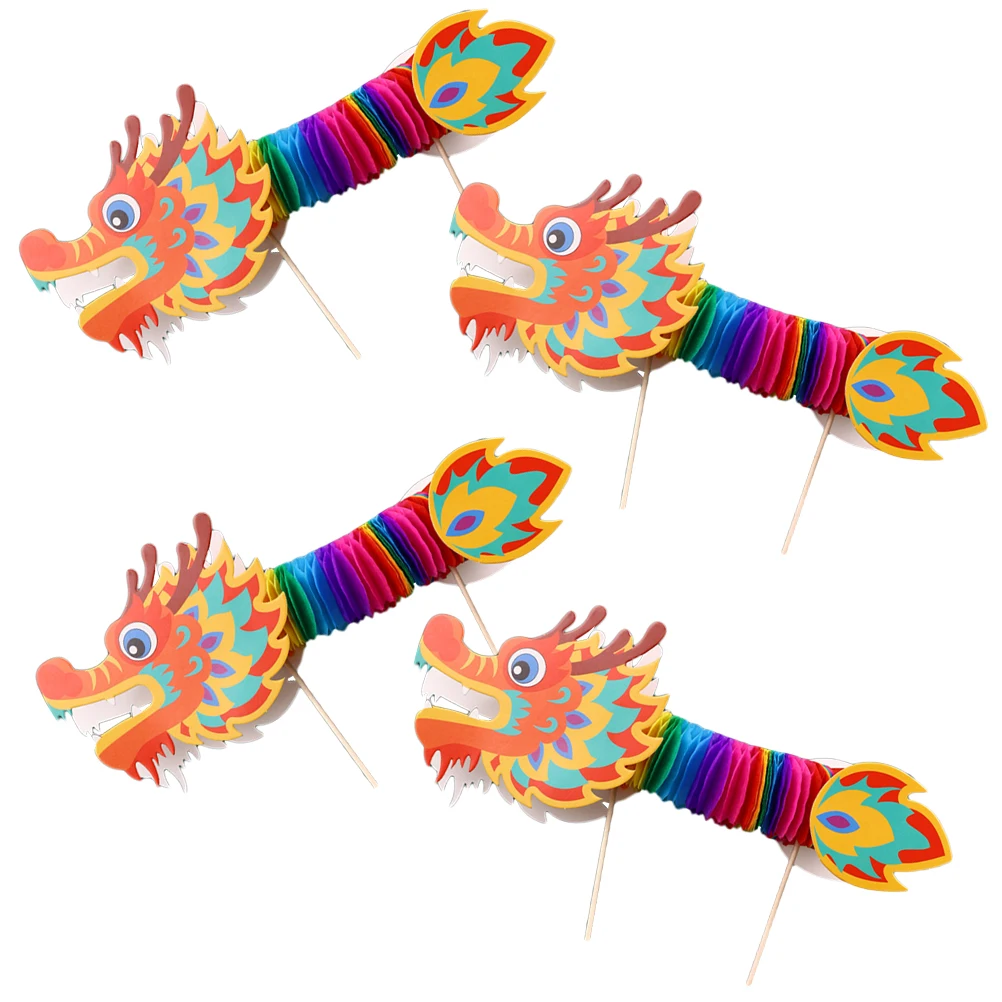 

4Pcs Chinese 3D Paper Dragon Decorations DIY Craft Party Supplies New Year Photo Props Spring Festival Chinese 3D Paper Dragon