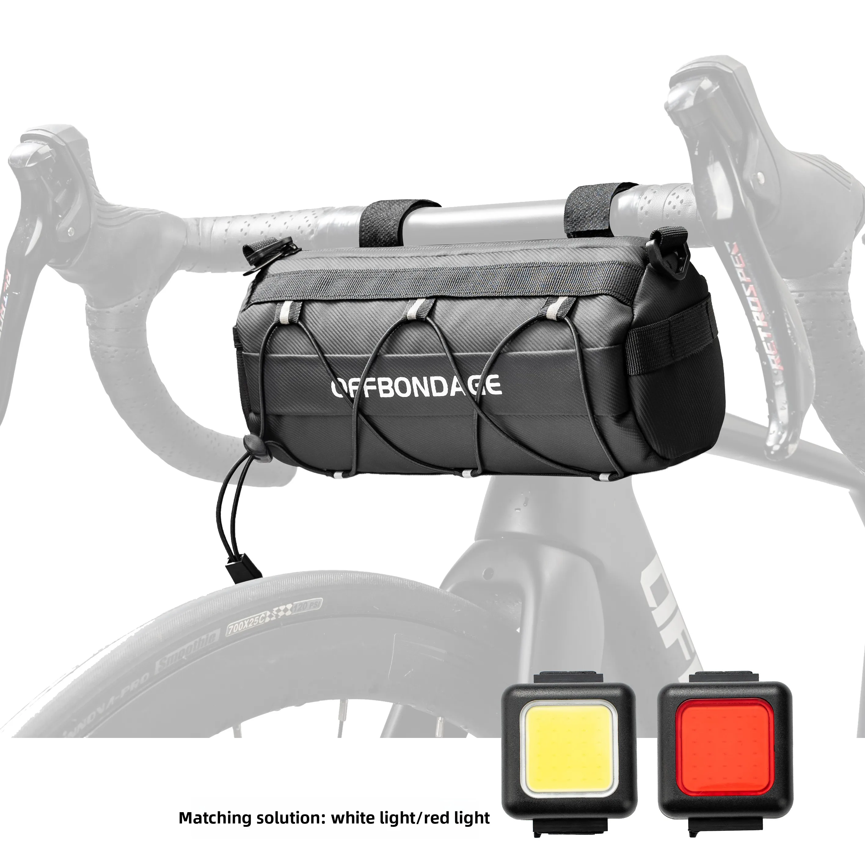 OFFBONDAGE Fahrradtasche, tragbarer Lenker, Mehrzweck-Rucksack mit großer Kapazität, MTB, Rennrad, Rahmen, Schlauchtasche, elastisches Band