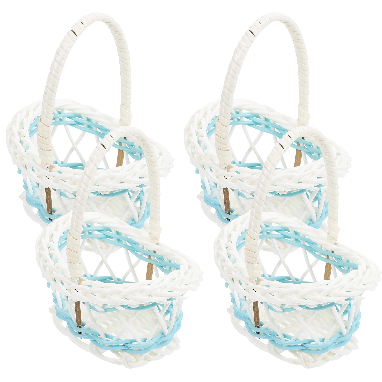 

4 Pcs Mini Woven Baskets Plastic Flower Basket Model Home Decor Rustic Charm Storage Small H Practical Crafted