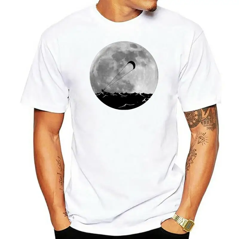 2023 Fashion Summer Hot sale Kitesurfing Moon T-shirt Retro Kitesurfing Shirt Tee shirt